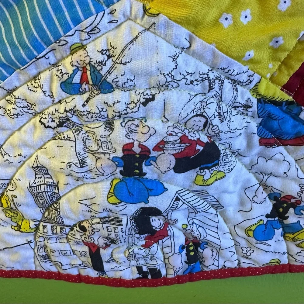 Popeye Colorful Geometric Pattern Quilt size 40” x 46”
